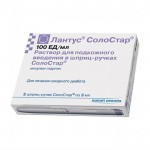 Лантус СолоСтар, раствор для подкожного введения 100 МЕ/мл 3 мл 5 шт картриджи в шприц-ручках Солостар